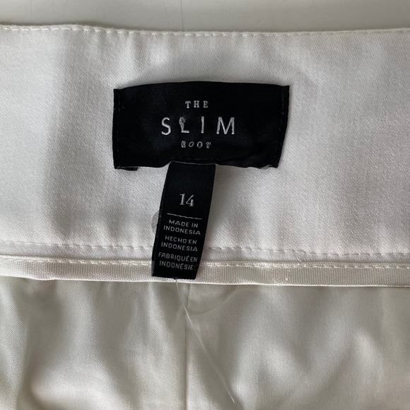 White House Black Market The Slim Boot Pants Ecru Cream White Size 14R New - Picture 3 of 12